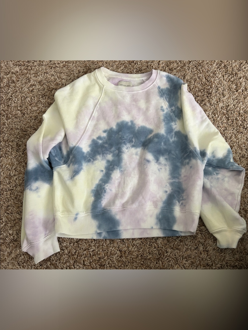Womens Tie-Dye Crewneck Sweatshirt in Pastel Blue & Lavender , yellow